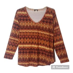 Forbidden Society women's plus size 2X geometric print pullover blouse. 1092